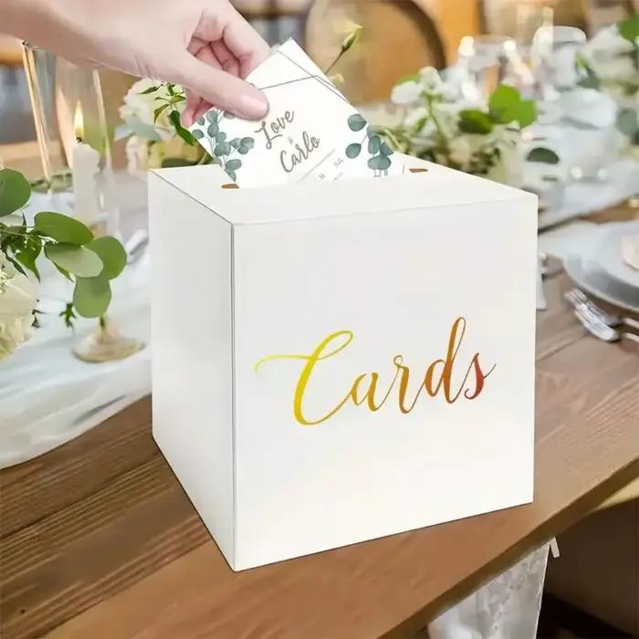 Boîte à Cartes en Carton Blanc Pour Décoration de Mariage Occasionnelle Fiançailles Anniversaire Saint Valentin Fête des Mères Fête des Enseignants Occasions Spéciales