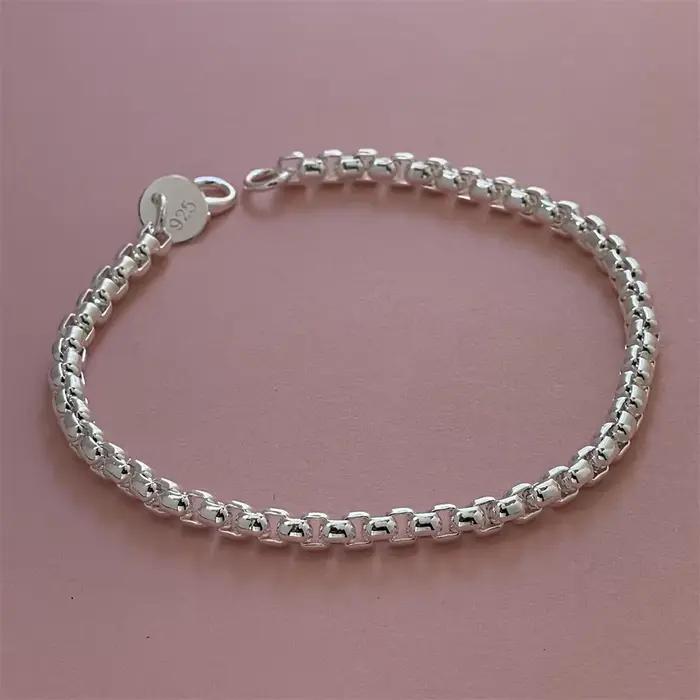 Bracelet en argent Sterling 925 boîte ronde vénitienne bijoux exquis pour femmes cadeau de fête engagement mariage anniversaire