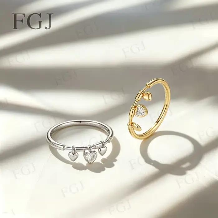 Bague en argent sterling 925 scintillante en forme de cœur avec CZ pour femme
