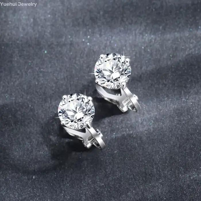Boucles d'oreilles clip-on en argent sterling 925 avec moissonite VVS pour femmes, occasions spéciales, engagement, anniversaire et mariage