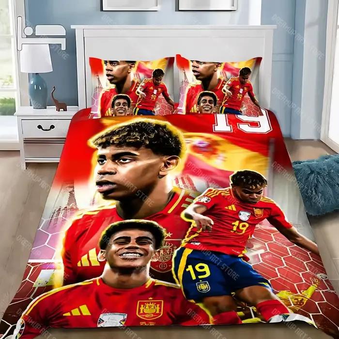 Housse de couette étoiles de Football, taie d'oreiller, ensemble de literie pour adulte, garçon et fille, décoration de chambre à coucher en yamal, cadeau pour enfants, simple, Double taille