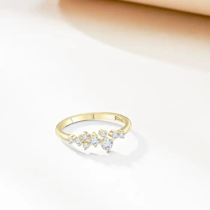 Bague BIJOX STORY en argent sterling 925 plaqué or avec Moissonite VVS1 pour femmes occasions d'engagement et de mariage