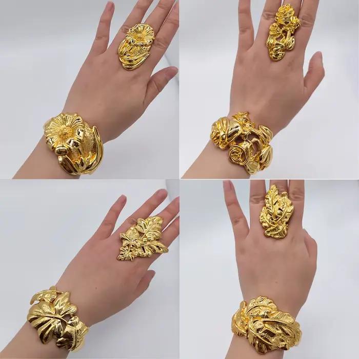 Ensemble de bijoux de luxe en cuivre plaqué or 18 carats