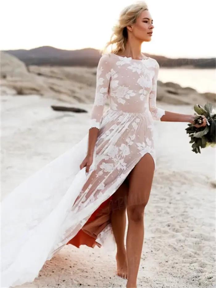 Robe de mariée bohème à manches longues