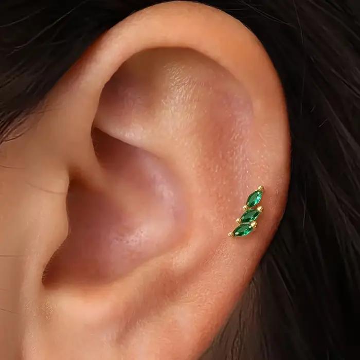 Boucles d'oreilles en forme de feuilles de cristal pour femmes, en acier inoxydable, yeux de cheval, en Zircon, accessoires de bijoux de mariage pour mariée