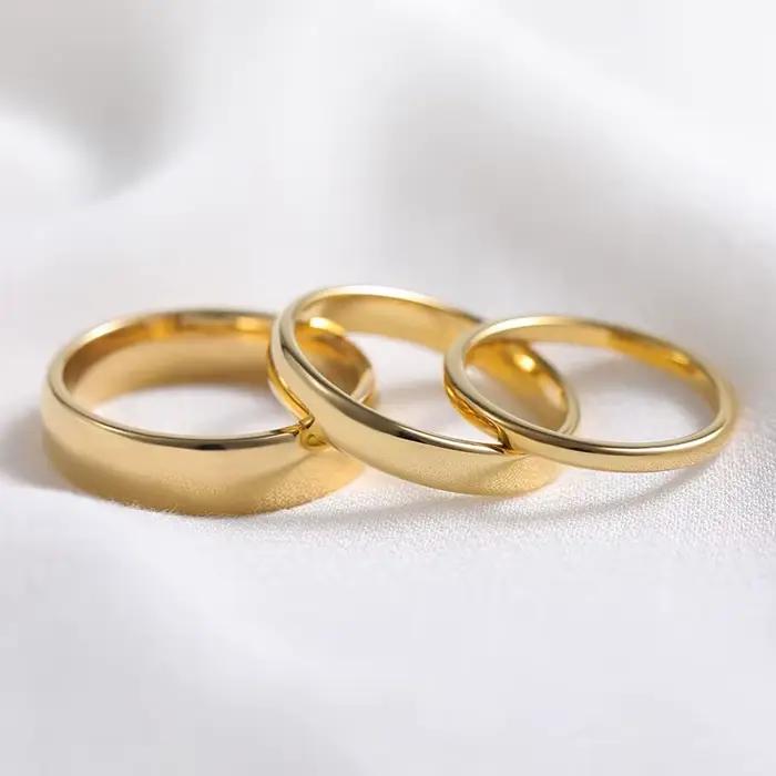Alliance en Tungstène Gold Tigrade, Bague de Mariage Classique pour Hommes et Femmes, Occasions Spéciales, Gravure Personnalisée
