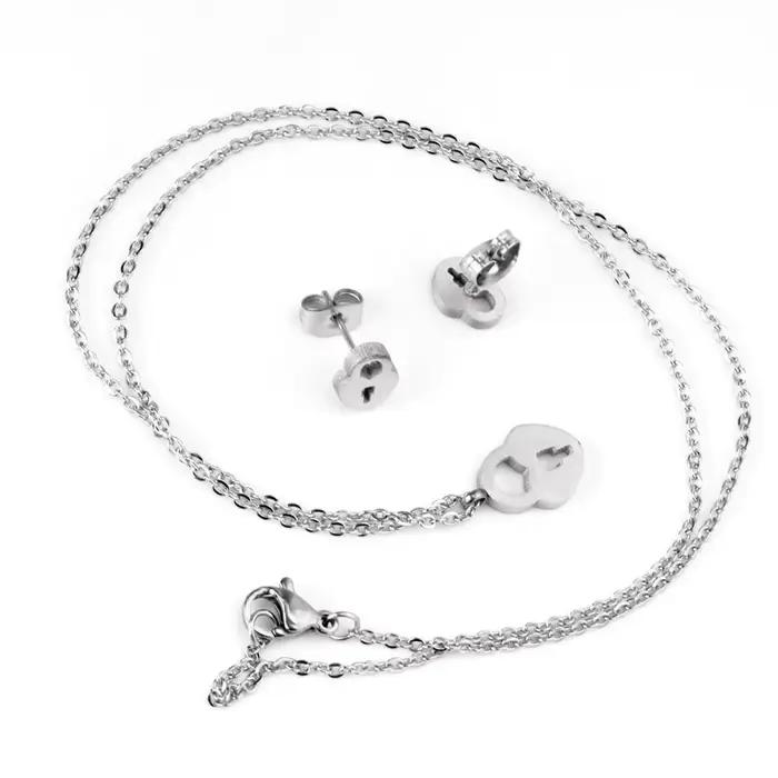Ensemble de bijoux de mariage LUXUSTEEL collier verrouillant et boucles d'oreilles dorées pour femmes occasions spéciales