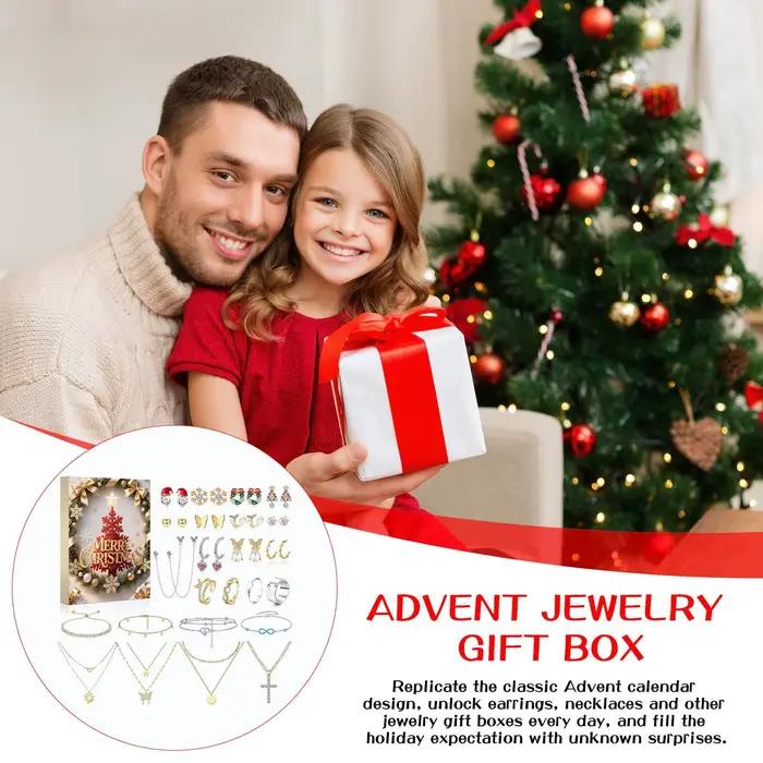 Calendrier de bijoux de Noël Advient 24 jours 2025, ensemble de bracelets et boucles d'oreilles pour filles, calendrier de vacances pour femmes et filles