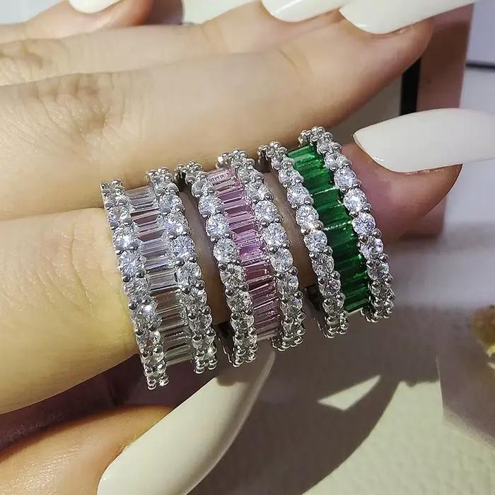 Bague de luxe en platine pure PT950 pour homme, sertie d'émeraudes et de diamants, bague en diamant moissanite, bijoux