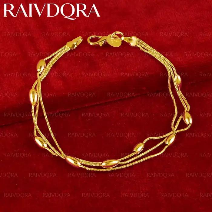 Bracelets à perles ovales plaqués or 18 carats pour femmes, bijoux d'anniversaire, cadeau populaire, mode sauvage, fête