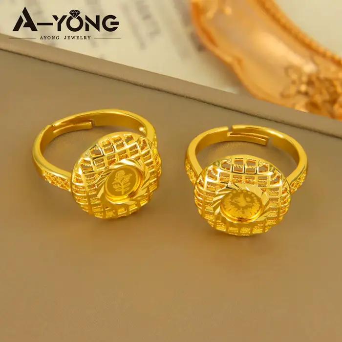 Bagues de mariée Vintage algérie plaquées or 21 carats, bagues de mariage turques réglables, pièces de monnaie Vintage, bijoux de mariage classiques pour femmes du Nigeria