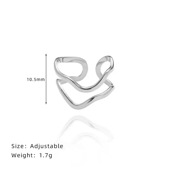 Amaiyllis minimaliste large ligne géométrique en forme de V irrégulière anneau ouvert Niche Double couche femmes Index bague bijoux
