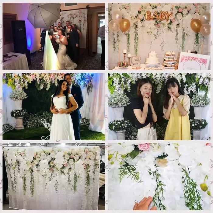Scène de mariage décoration de fête Photocall douche nuptiale toile de fond fleurs mur Floral bébé anniversaire
