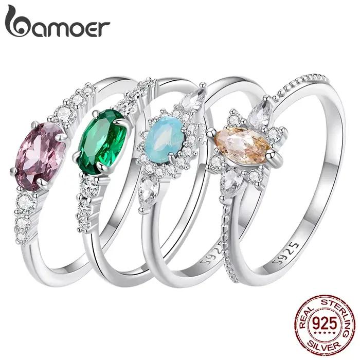Bagues de fiançailles Halo en argent regardé 925 pour femme