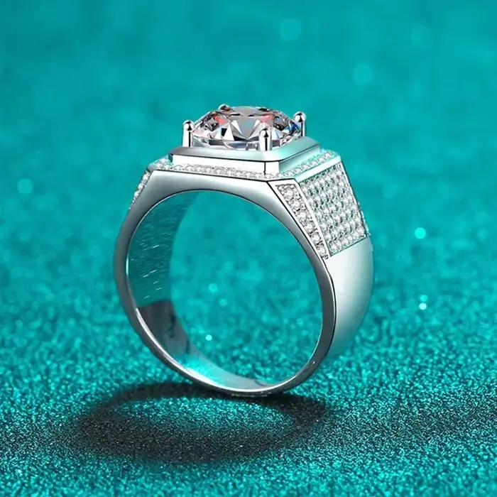 D couleur 10 Carat Moissanite bague pour hommes S925 argent Sterling plaqué avec or blanc luxe homme