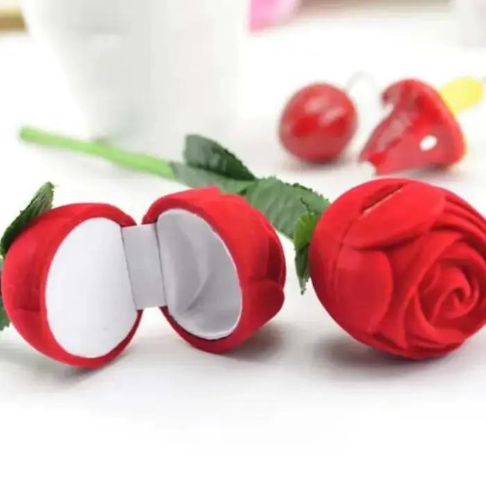 Boîte à bijoux en forme de rose, boîte de rangement pour bagues et boucles d'oreilles, boîte cadeau pour femmes, cadeau de la Saint-Valentin, cadeau romantique créatif pour petite amie, 1 pièce
