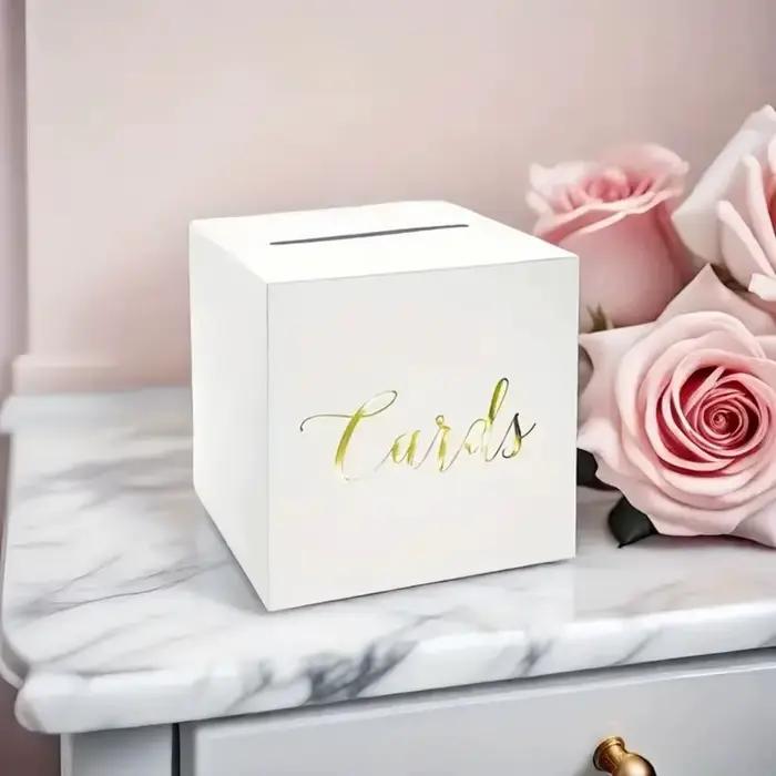 Boîte à Cartes en Carton Blanc Pour Décoration de Mariage Occasionnelle Fiançailles Anniversaire Saint Valentin Fête des Mères Fête des Enseignants Occasions Spéciales