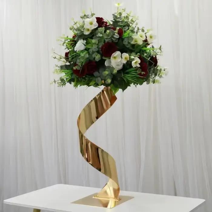 Support de fleurs doré pour centre de Table de mariage