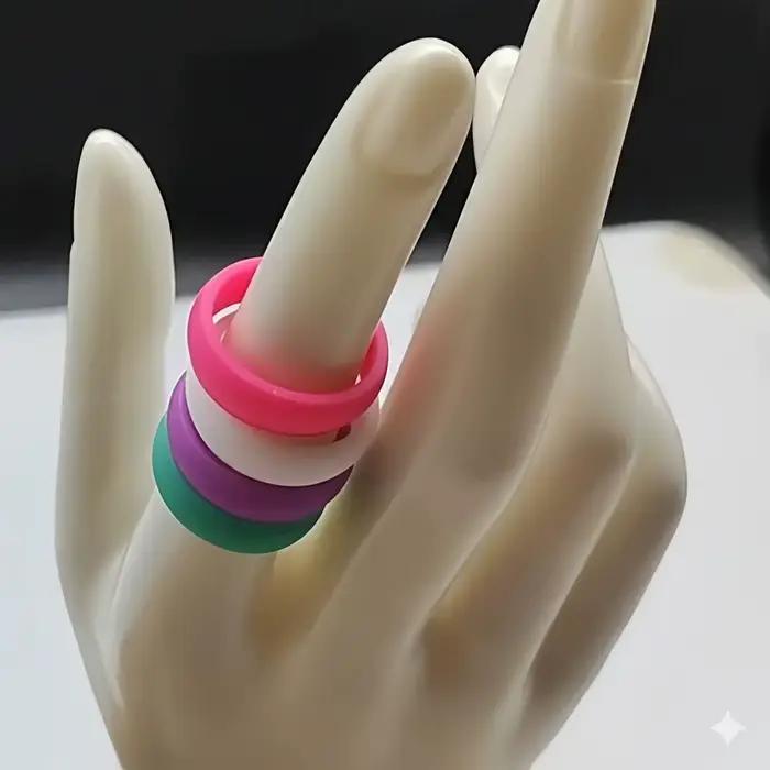 4 anneaux en silicone colorés pour elle, alliances en caoutchouc de 5,5 mm de large, hypoallergéniques, imperméables, pour femmes, taille 5-12