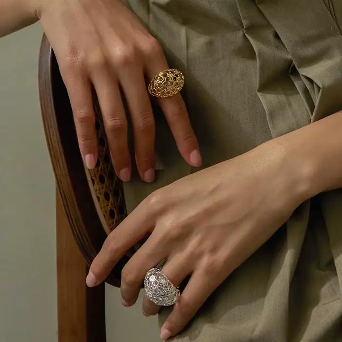 IVOG – bague ajourée au Design luxueux pour femmes, bague en zircone cubique, bijoux à la mode, magasin phare officiel