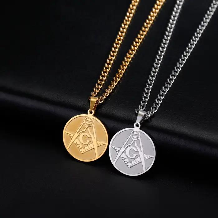 LIKGREAT Collier pendentif médaille signe maçonnique pour femmes et hommes