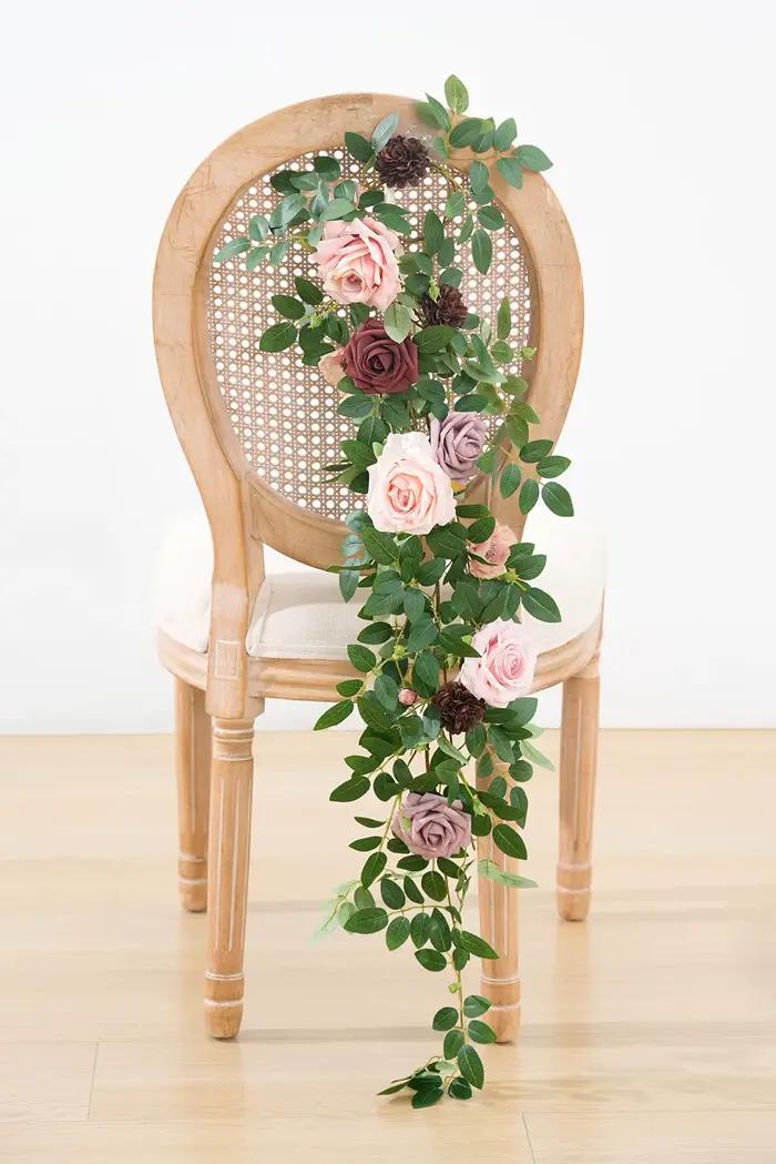 Décoration florale de mariage en soie 4 pièces pour rangées de chaises extérieures occasions spéciales