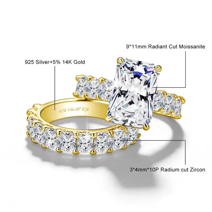 Ensemble d'alliances en or 14 carats pour femmes