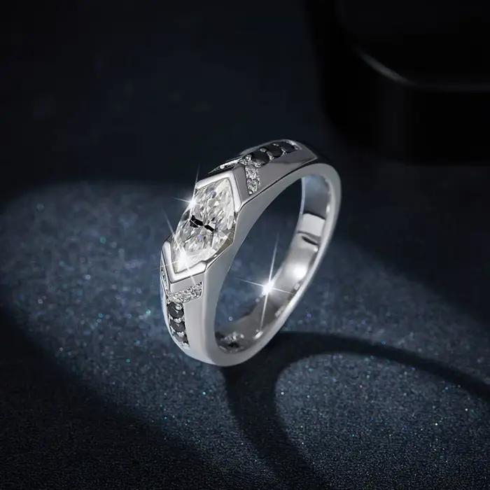 M-JAJA 1ct Marquise Moissanie alliance bague de fiançailles pour hommes/femmes S925 en argent Sterling Couple