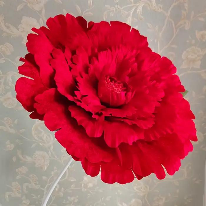 Grande tête de pivoine artificielle en velours pour décoration de mariage