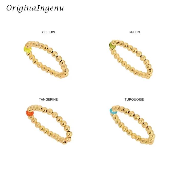 Bague perlée extensible en clip or 14K faites à la main pour femmes occasions spéciales perles blanches rouges noires vertes