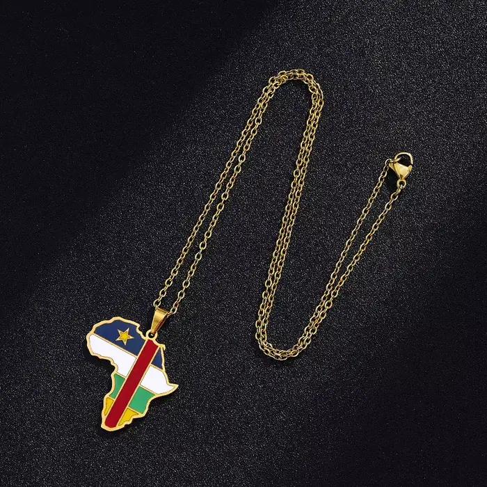 Collier pendentif carte africaine acier inoxydable pour homme femme Rwanda Soudan Uganda Zimbabwe Zambie bijoux cadeau occasions spéciales