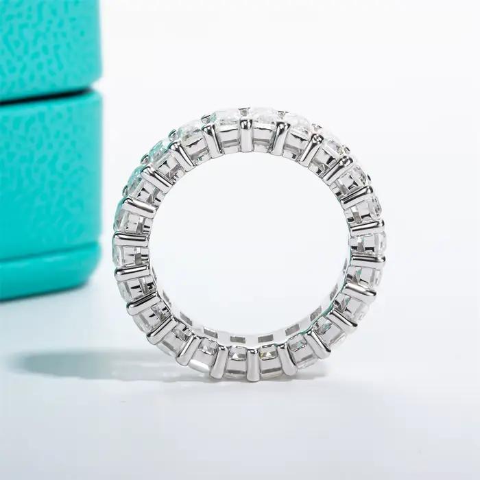 Bague en argent sterling 925 sertie de moissanite émeraude alliance de mariage classique pour femmes occasions spéciales