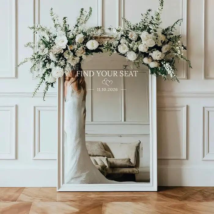 Autocollants miroir personnalisés pour plan de table de mariage – Trouvez votre carte de placement – Décoration de fête pour célébrations