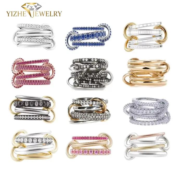 Bagues de fiançailles empilables pour femmes style moderne mixte de couleurs lune motif tracker fitness sommeil humeur occasions spéciales mariage engagement