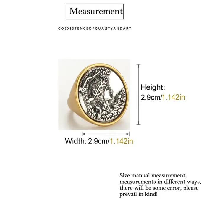 Bague de fiançailles avec pièce de monnaie Antique pour femme