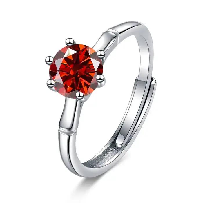 Moisstalk-Bague en argent regardé 100% pour femme, bague de rencontre pour travailleurs, bijoux cadeaux, 1 carat, 925