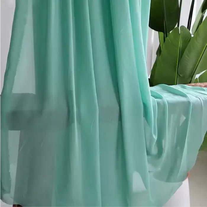 Tissu en mousseline de soie blanc vert, décoration de fête de mariage, Georgette, arrière-plan fait à la main, rideaux, matériel en tissu pour robe