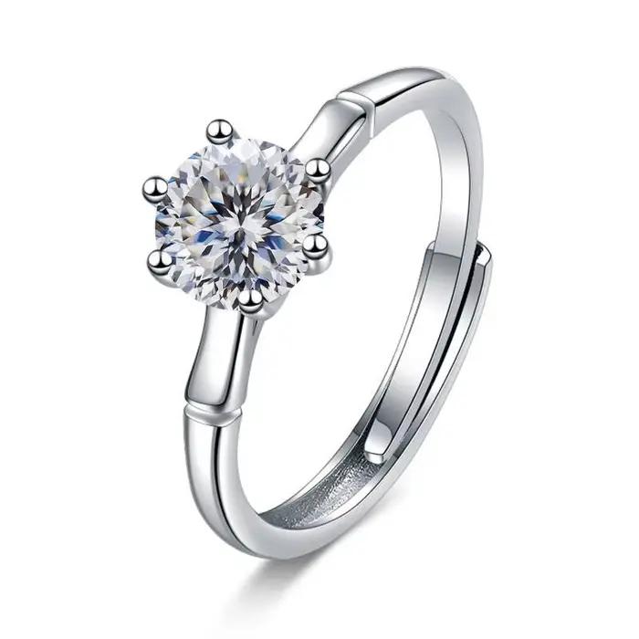 Moisstalk-Bague en argent regardé 100% pour femme, bague de rencontre pour travailleurs, bijoux cadeaux, 1 carat, 925