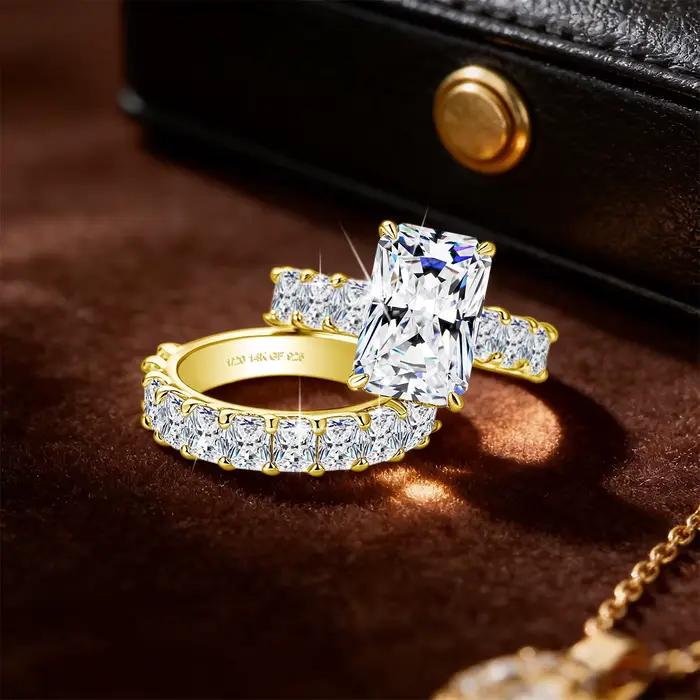Ensemble d'alliances en or 14 carats pour femmes