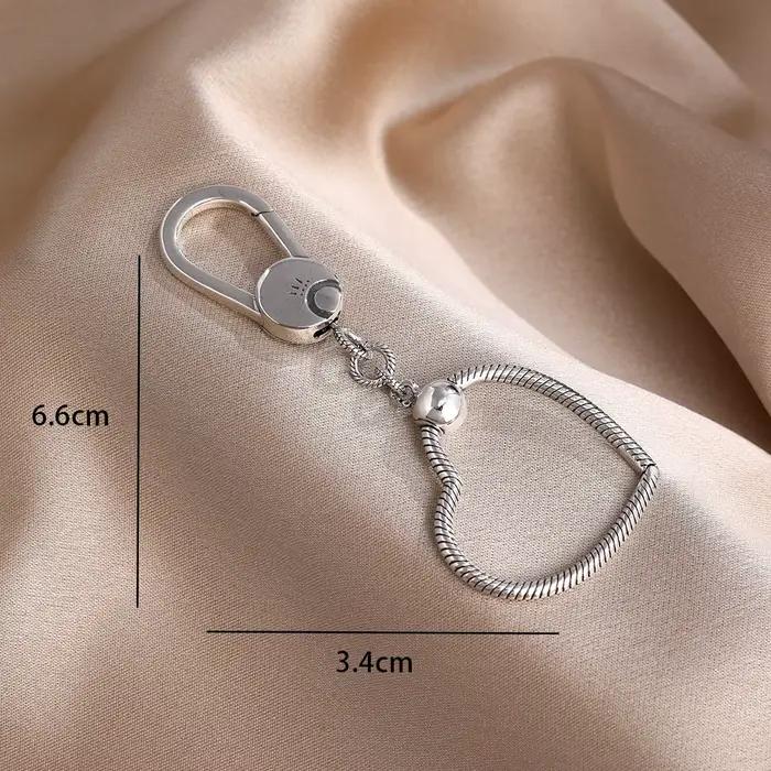 Nouveau porte-clés tressé en cuir plaqué argent 2026, idéal pour bijoux originaux et pendentifs DIY, cadeaux pour femmes
