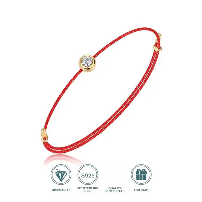 Bracelet en Moissanite VVS1, certifié GRA, diamant de laboratoire de 0,3 carat, cordon réglable 6 couleurs, bijoux élégants pour femmes
