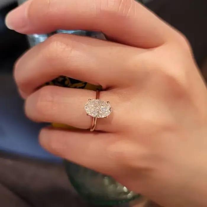Bague de fiançailles en argent Sterling 925 pour femme, coupe ovale, Moissanite de 1 à 3 carats, plaqué or 14 carats, cadeaux de mariage avec certificat