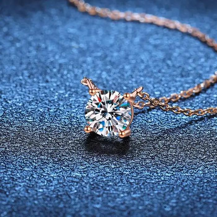 Tezzc 1-5CT Moissanite collier pour femmes mariée scintillant classique diamant pendentif avec certificat 925 bijoux en argent Sterling