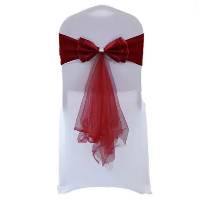 Ceintures de chaise en Spandex avec nœud papillon prêtes à l'emploi pour mariage, anniversaire et célébrations de vacances élégantes