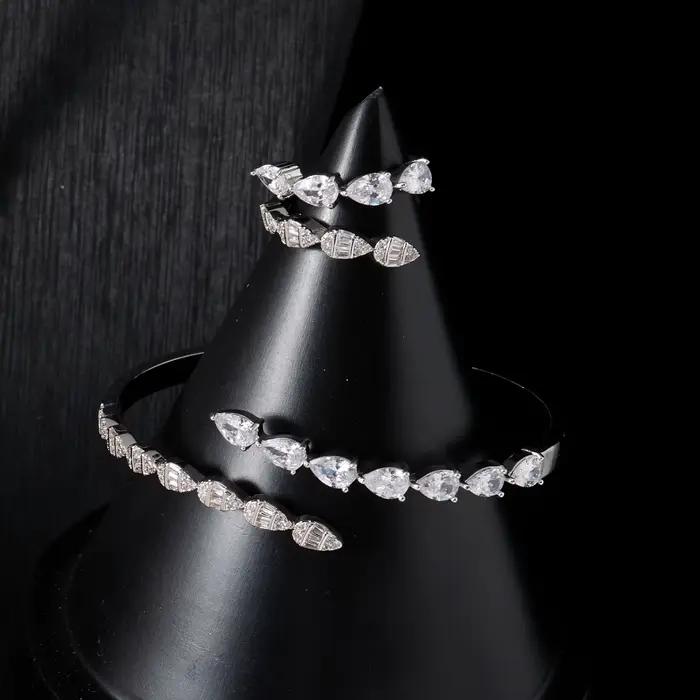 IN JEWELIFE – ensemble de colliers et manchettes de mariée pour femmes, ensemble de bijoux ras du cou en zircone cubique, accessoire de fiançailles pour fête saoudienne de dubaï