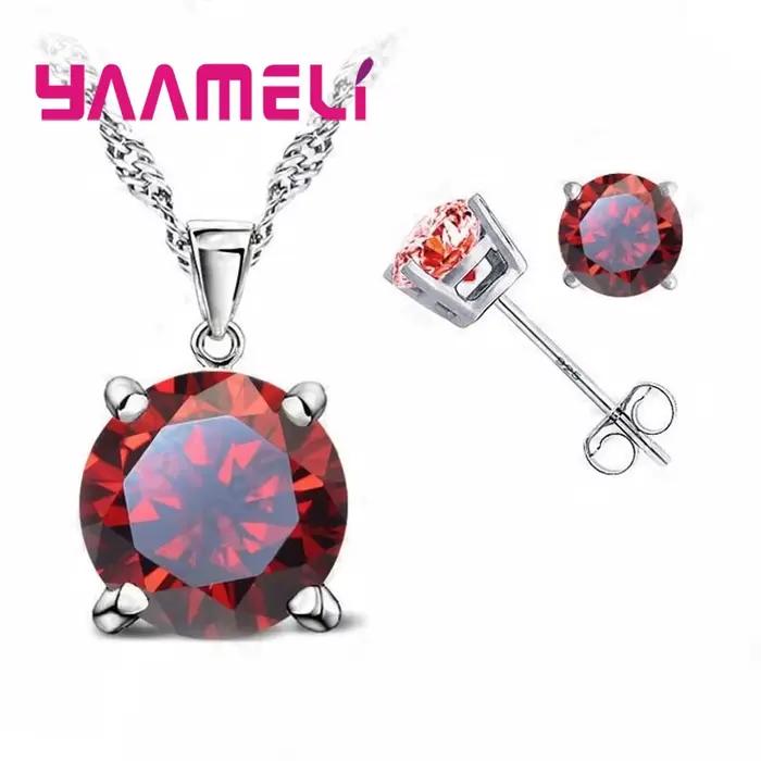 Ensembles de bijoux en argent sterling 925 sertis de zirconium blanc pour femmes occasions spéciales mariage fiançailles cérémonies