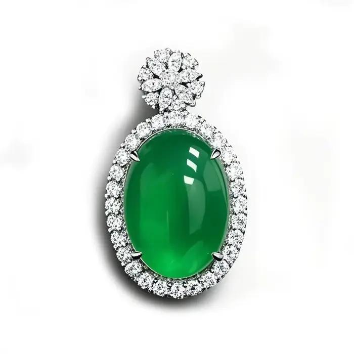 WUIHA Vintage 100% 925 argent Sterling laboratoire saphir Jade haute teneur en carbone diamant pierres précieuses pendentif collier bijoux fins en gros