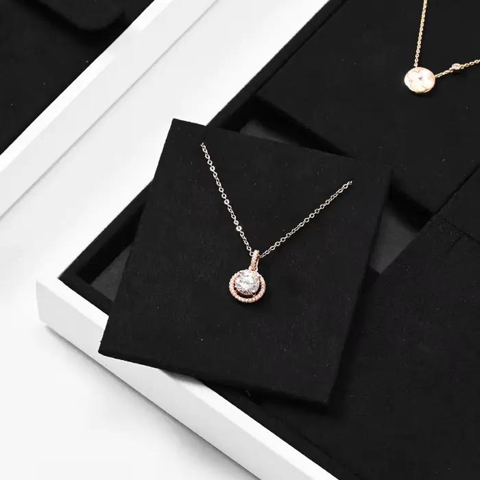 Oirlv-Présentoir de Bijoux en Velours Noir, Ensemble de Table, Collier, Bague, Boucles d'Oreilles, Bracelet