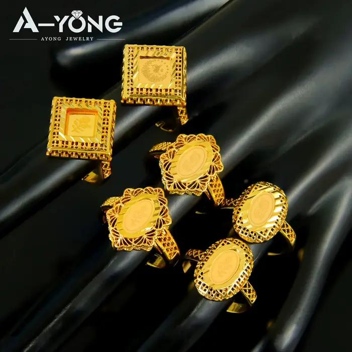 Bagues de mariée Vintage algérie plaquées or 21 carats, bagues de mariage turques réglables, pièces de monnaie Vintage, bijoux de mariage classiques pour femmes du Nigeria