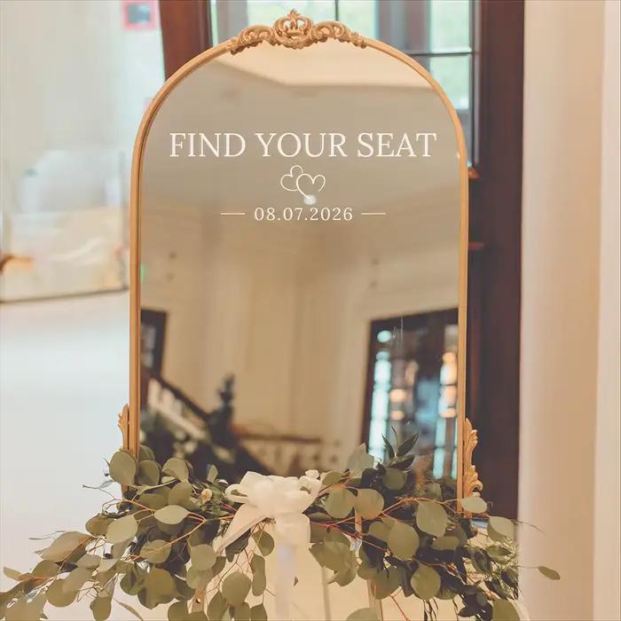 Autocollants miroir personnalisés pour plan de table de mariage – Trouvez votre carte de placement – Décoration de fête pour célébrations